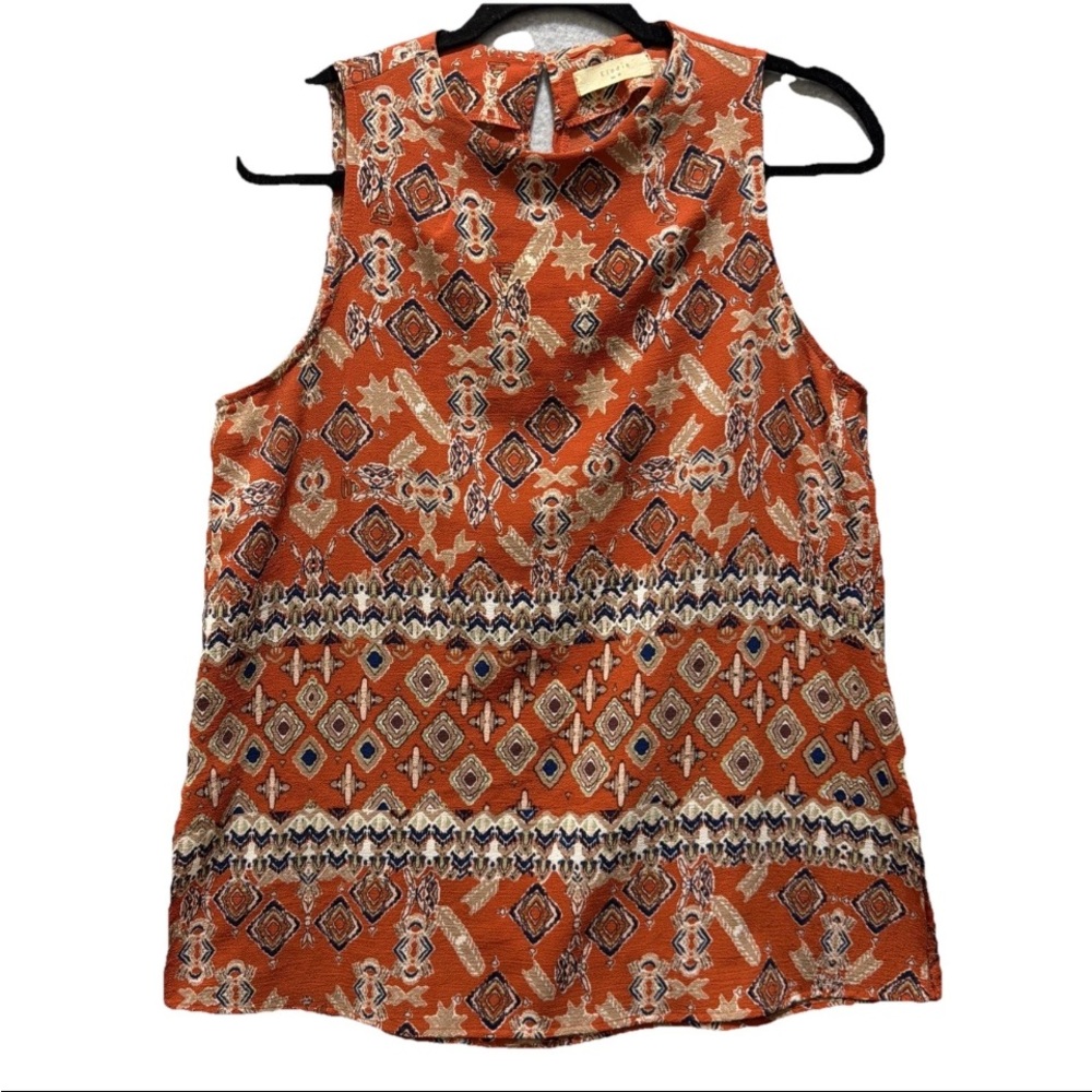 Elodie Sleeveless Geometric Blouse - Orange